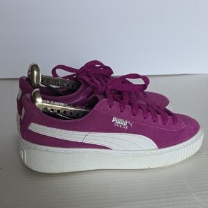 Puma Women's Suede Platform Sneakers - Purple and White Euro 38.5 = US 8